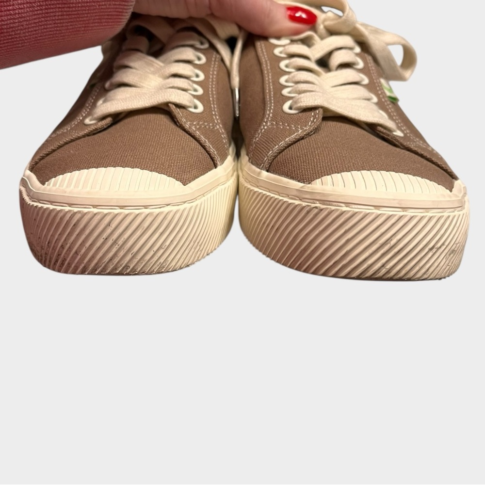 CARIUMA Taupe Canvas Sneakers Eco-Friendly Casual Lace-Up Women 9.5 / Men 8 - Picture 8 of 10